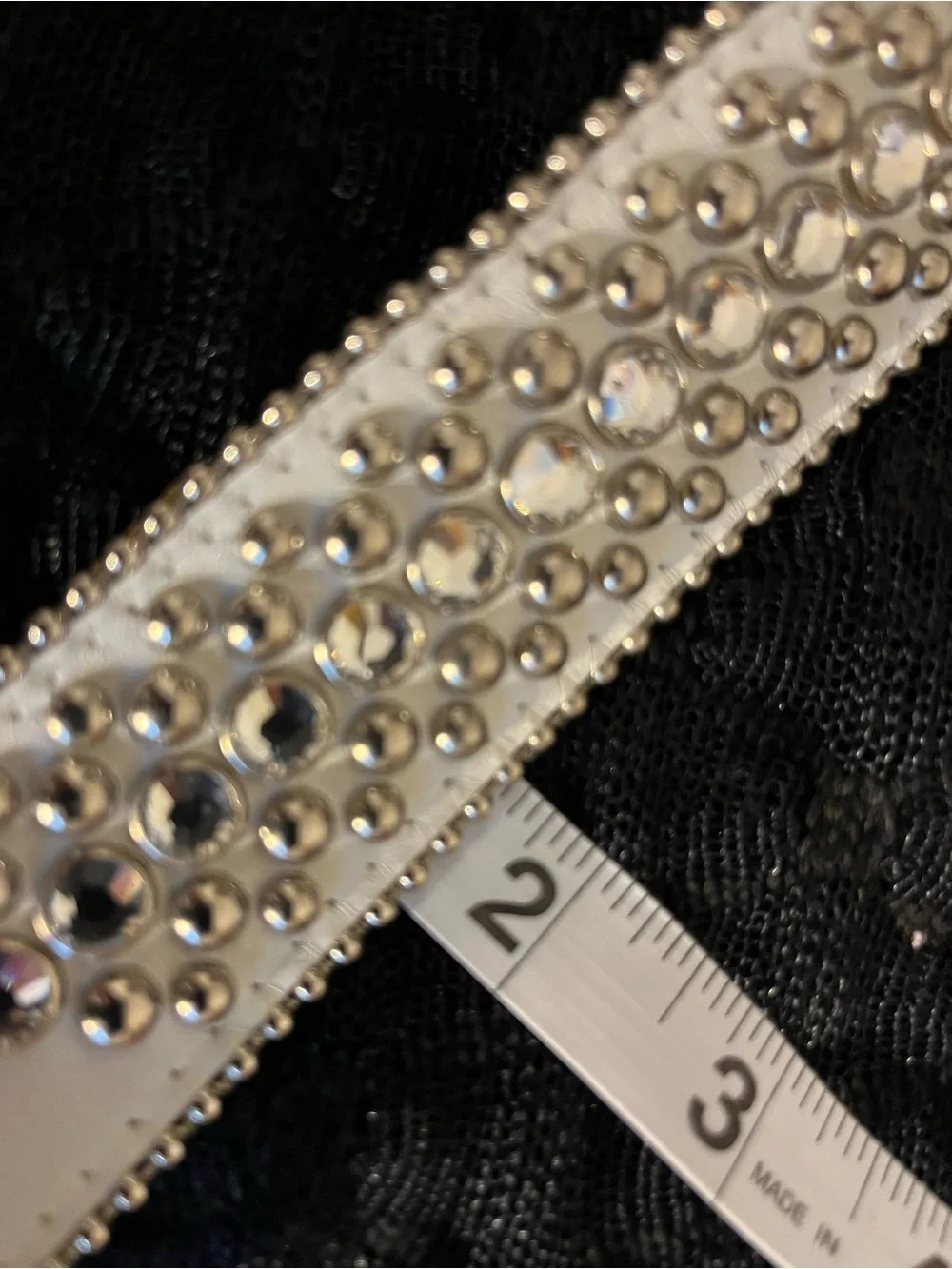 B.B. Simon Crystal-Studded Leather Belt with Rhinestone Buckle